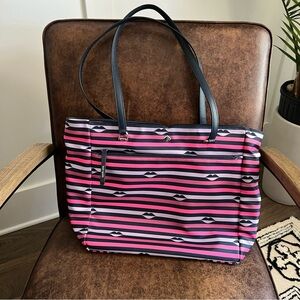 ♠️ Kate Spade | Lips & Stripes Large Nylon Tote